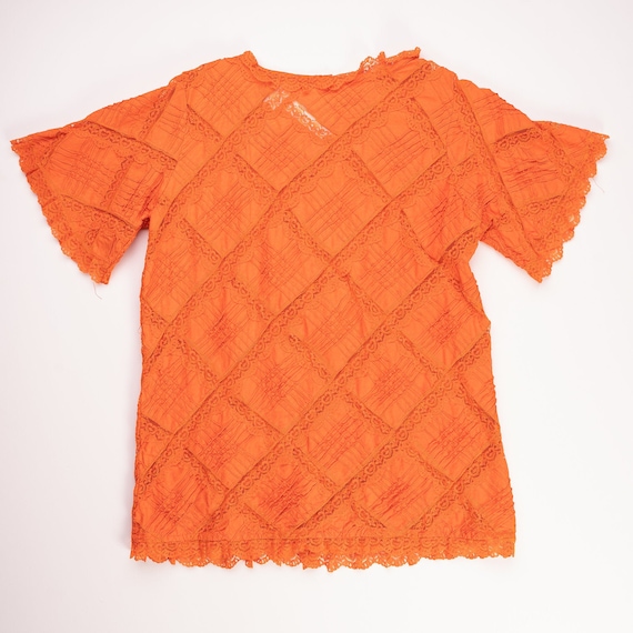 Vintage Handmade Lace Orange Coat