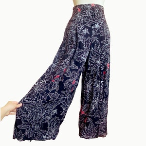 Black floral wide leg pants