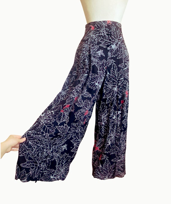 Black floral wide leg pants - image 1