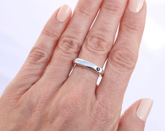 Sterling Silver Black Sapphire Signet Ring