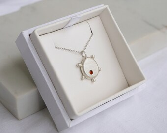Sterling Silver Citrine brushed/matt finish pendant