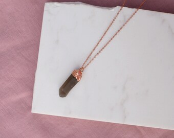 Smoky Quartz Rough Point – Electroformed Copper Pendant