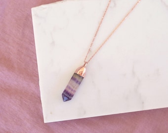 Rainbow Fluorite Polished Point – Electroformed Copper Pendant