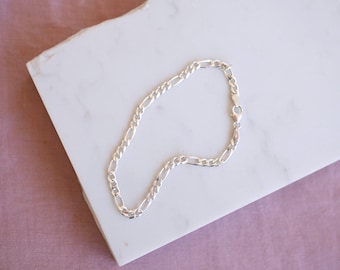 Sterling Silver Figaro Chain Bracelet