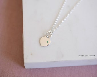 Silver Heart with Tiny Gemstone