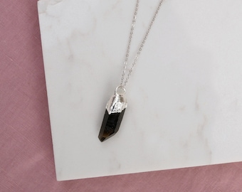 Smoky Quartz Point – Silver Plated Electroformed Pendant