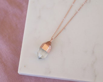 Clear Quartz Polished Point – Electroformed Copper Pendant