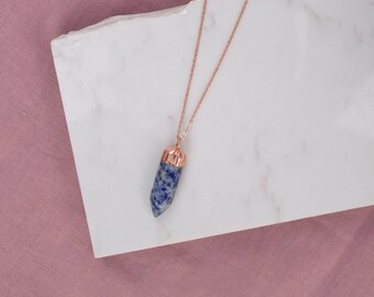 Sodalite Point – Electroformed Copper Pendant