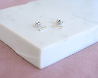 Small Sterling Silver Bar Studs