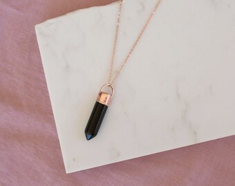 Black Obsidian Polished Point – Electroformed Copper Pendant