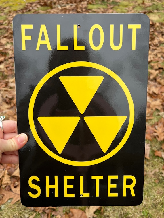 Awesome 12" x 8" Vintage Fallout Shelter Aluminum Composite Material ACM Replica Sign