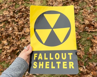 Durable Vintage-Style 12"x8" High-Quality Printed Laminated Vinyl Fallout Shelter Sign Sticker