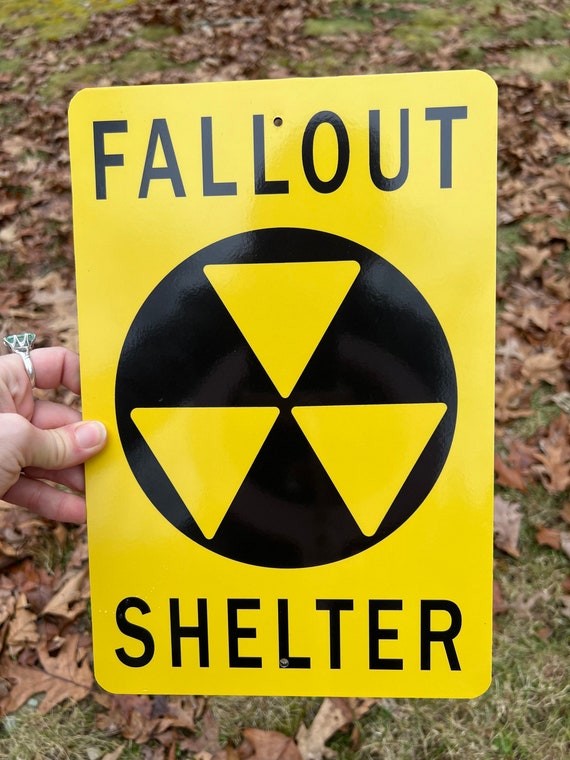 Awesome 12" x 8" Vintage Fallout Shelter Aluminum Composite Material ACM Replica Sign