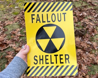 Durable Vintage-Style 12"x8" High-Quality Printed Laminated Vinyl Fallout Shelter Sign Sticker