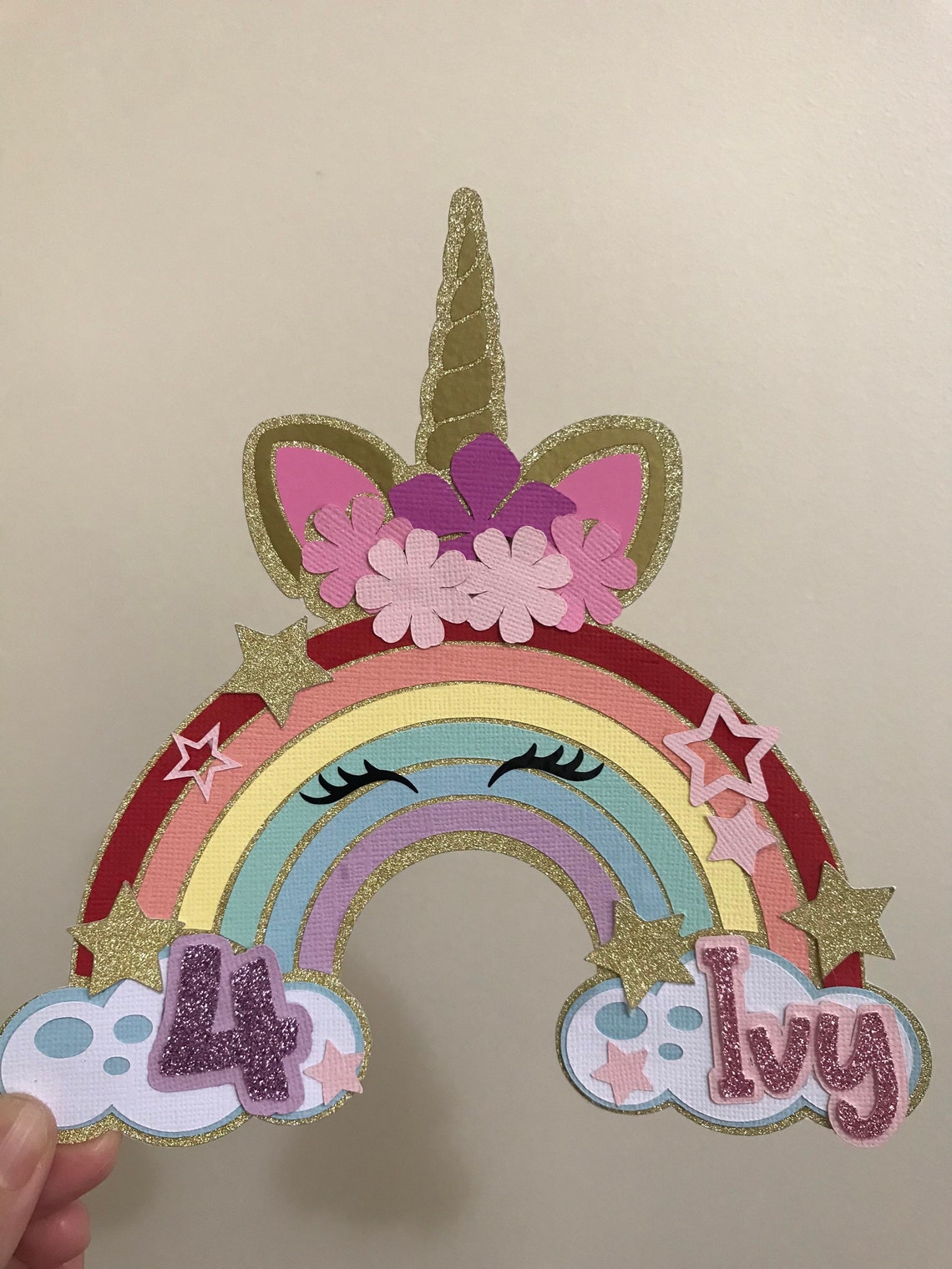 Unicorn Rainbow Cake Topper | Etsy