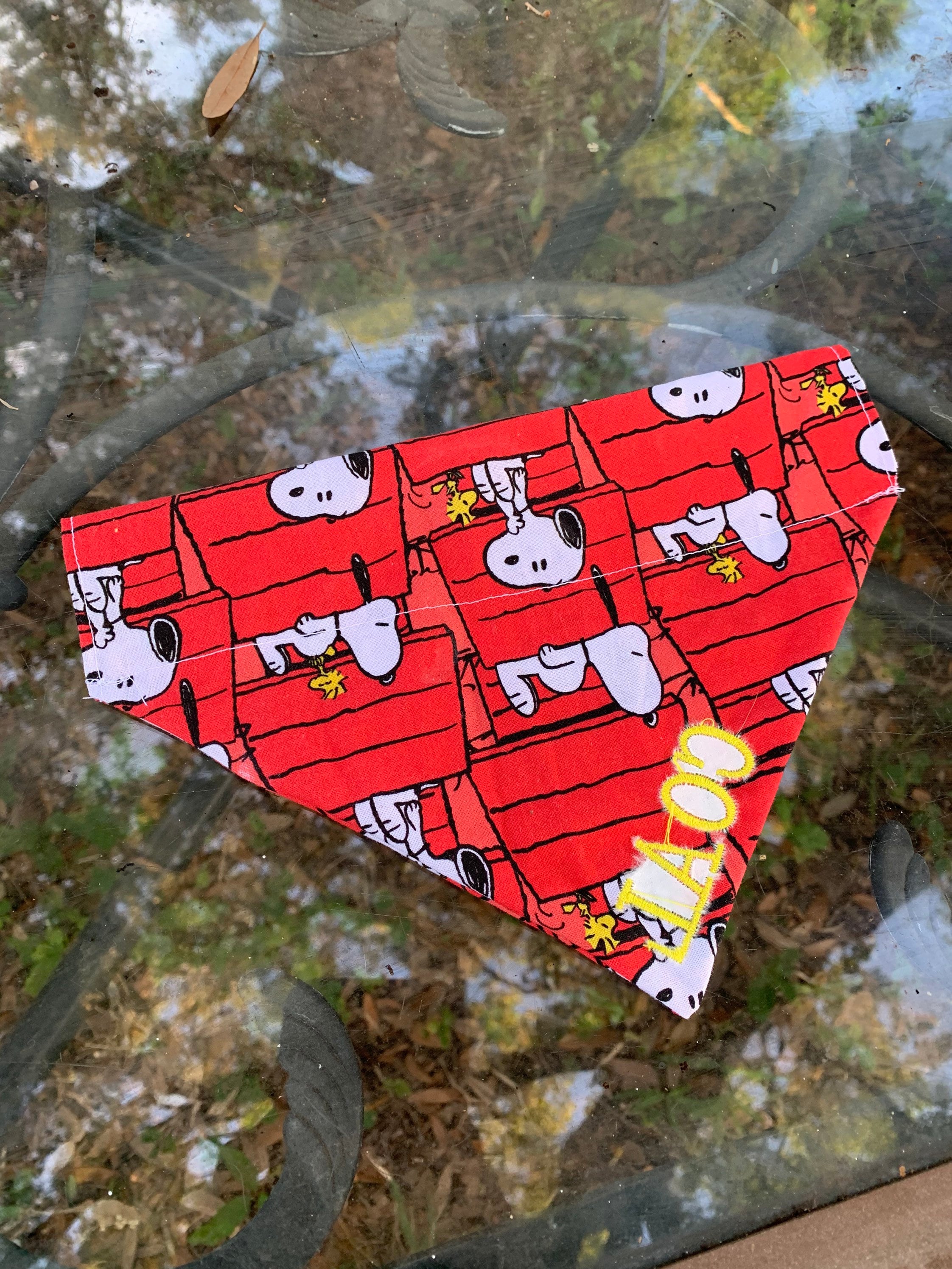 Snoopy Personalized Dog Bandana Dog Bandana Over the Collar Etsy
