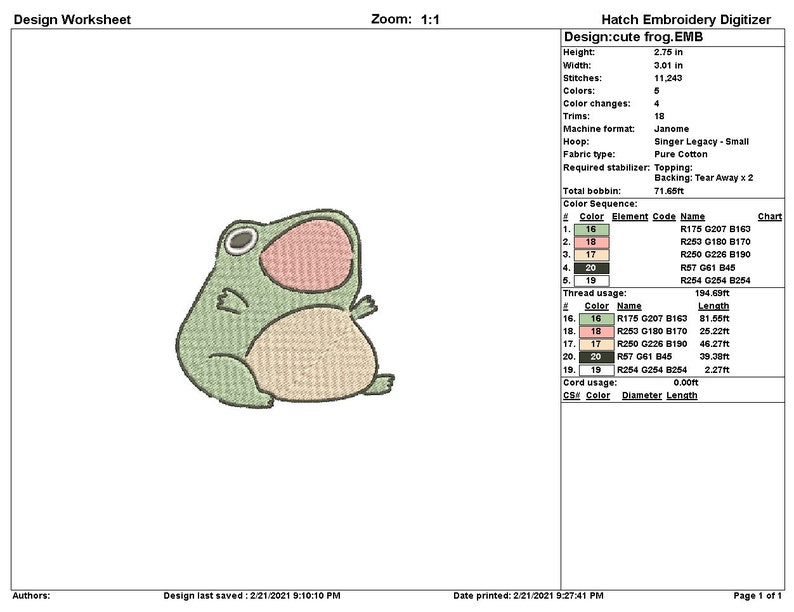 Cute Frog Embroidery Design image 5