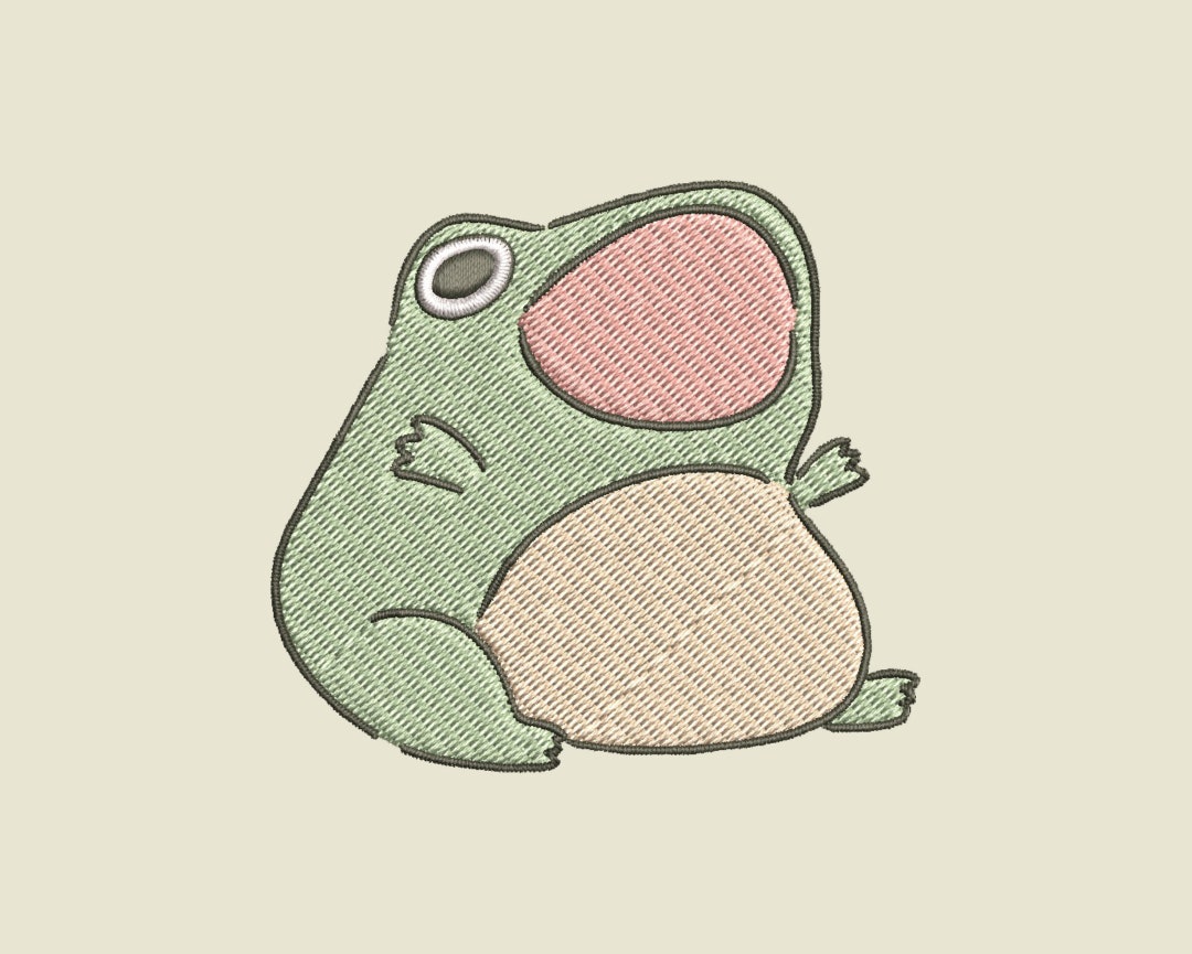 Cute Frog Embroidery Design 