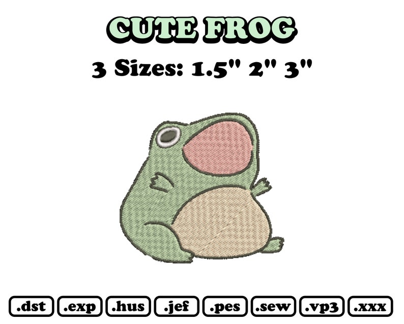 Cute Frog Embroidery Design image 2