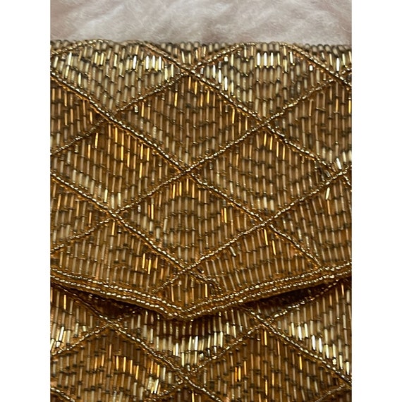 Vintage La Regale Gold Beaded Purse with Gold Cha… - image 2