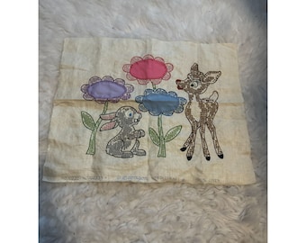 Vintage Paragon Walt Disney's Bambi Needlepoint Sampler Project Birth Record