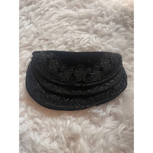 Vintage Coblentz Black Velvet Beaded Clutch Purse Handbag France