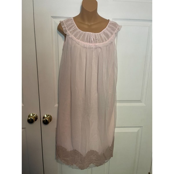 Vintage Dorsay Light Pink Babydoll Nightgown Lingerie M