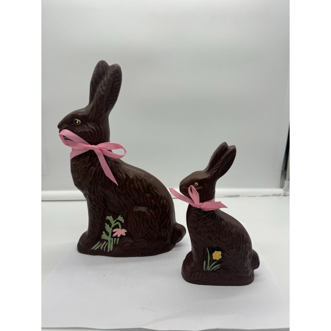 Pair of Faux Chocolate Easter Bunny Figures Decor - Etsy