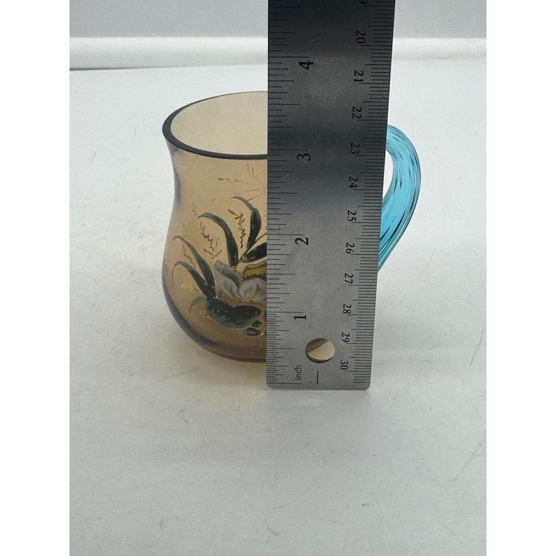 Victorian Glass Mug With Hand Painted Enamel Magnolia Flower Etsy