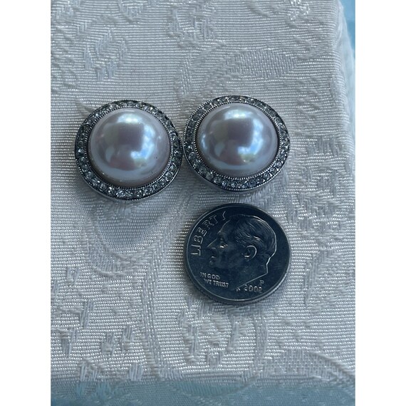 Monet Pearl and Rhinestone Earrings NOS Surgical … - image 5