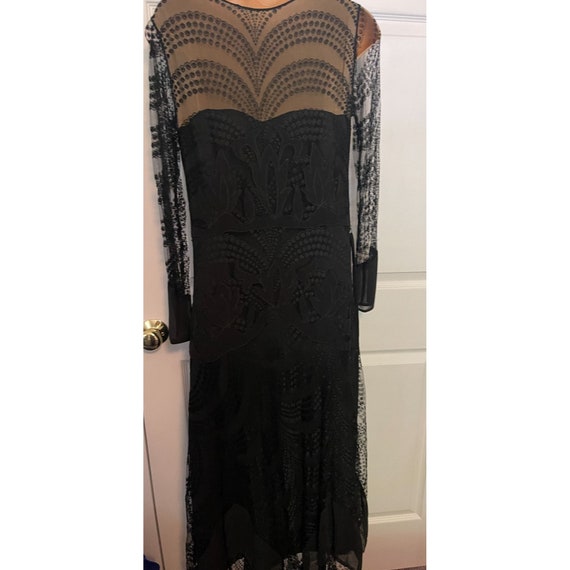 Vintage Black Lace and Chiffon Dress with Belt Ar… - image 9