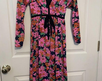 Vintage 1970s Young Dimensions Saks Fifth Avenue Floral Maxi Dress Rare