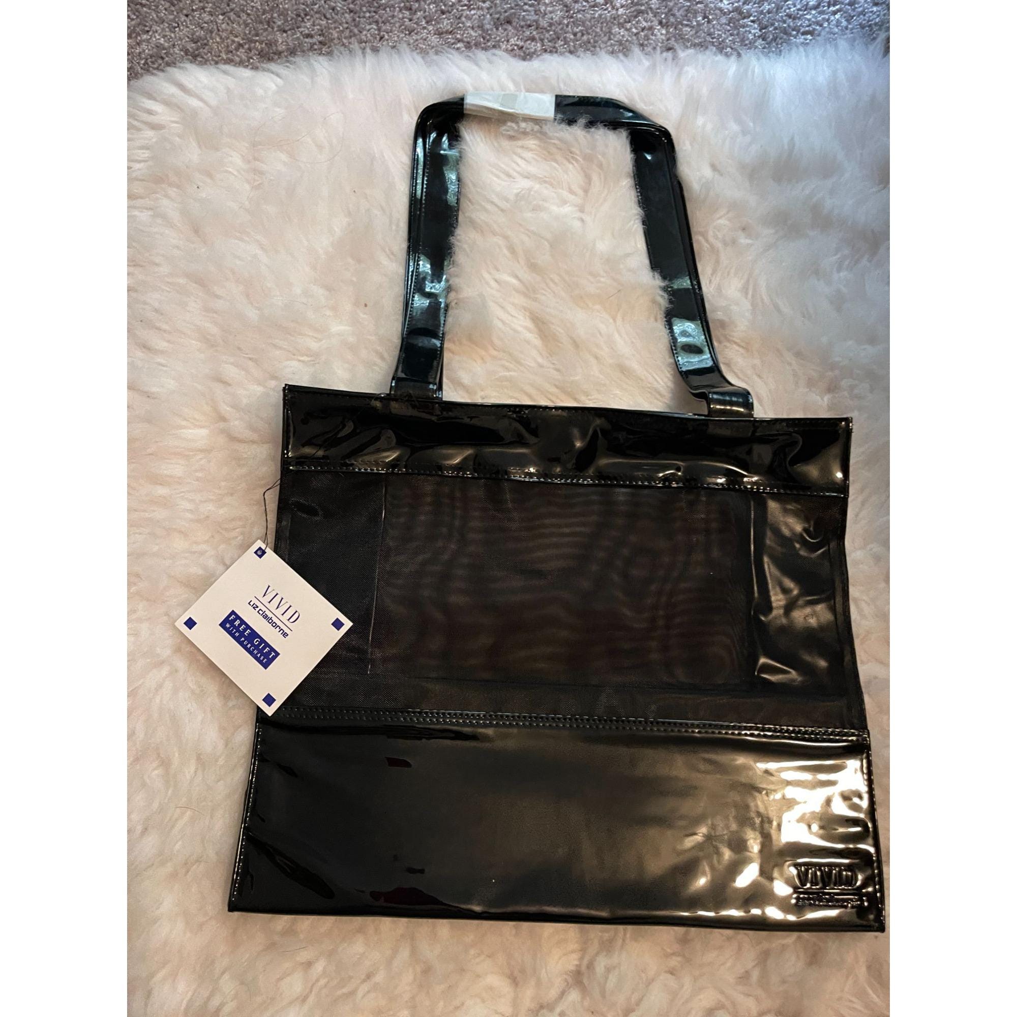 Vintage NOS Vivid Liz Claiborne Black Patent and Mesh Tote Bag - Etsy