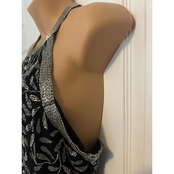 Vintage Laurence Kazar Black and Silver Beaded Fo… - image 5