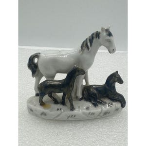Vintage Porcelain Horse Figurine Mare and Two Foals Germany
