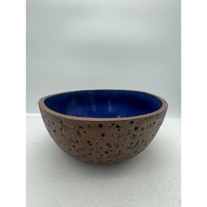 KB Smith Mineral Spring Studios Art Pottery Bowl Textured Exterior Signed