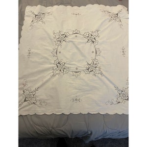 Vintage Embroidered Tablecloth with Cut Out Work