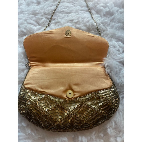 Vintage La Regale Gold Beaded Purse with Gold Cha… - image 3