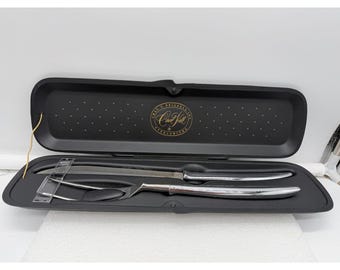 Vintage NOS Carvel Hall Stainless 2 Piece Carving Set in Storage Case