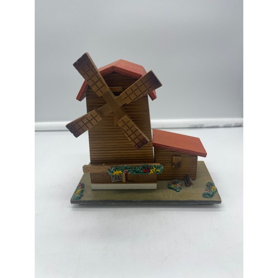 Vintage Wood Windmill Musical Jewelry Box-Works - image 1