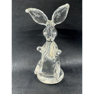 Clear Glass Bunny Rabbit with Long Ears Figurine