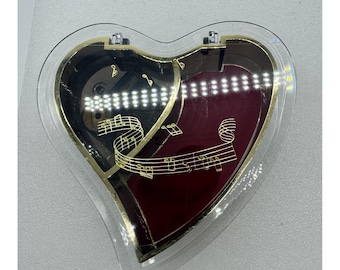 Vintage Lucite Plastic Heart Shaped Jewelry Music Box