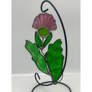 Stained Glass Thistle Flower Suncatcher-AS IS