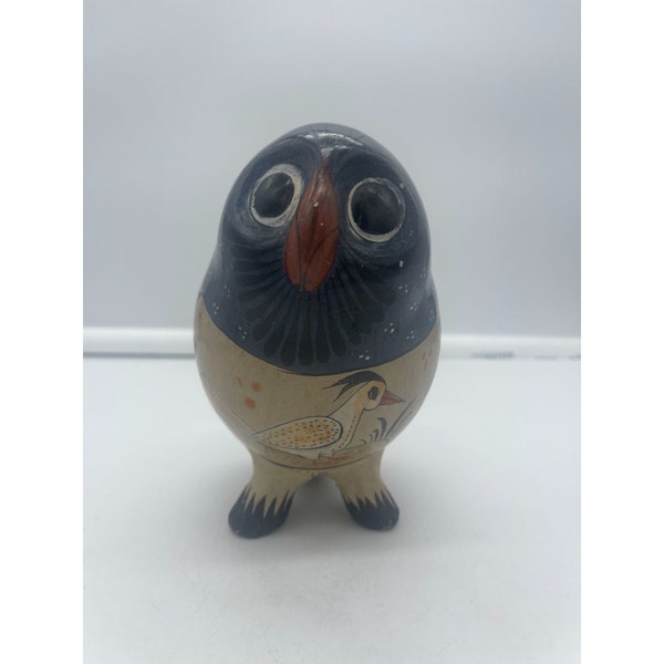 Vintage Pottery Ceramic Mexican Folk Art Owl Figurine Statue