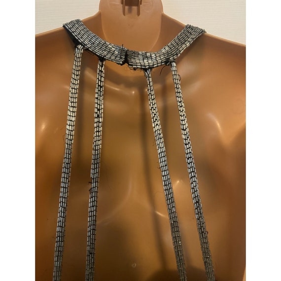 Vintage Laurence Kazar Black and Silver Beaded Fo… - image 7