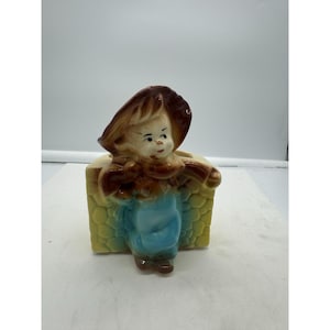 Vintage Ceramic Scarecrow Planter Kitschy Fall Decor