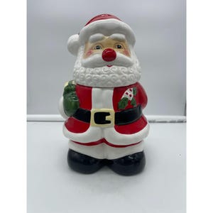 Vintage Ceramic Santa Claus Cookie Jar Christmas Kitchen Decor-AS IS