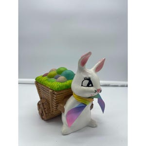 Vintage Ceramic Easter Bunny Lidded Candy Dish Trinket Box Hobbyist