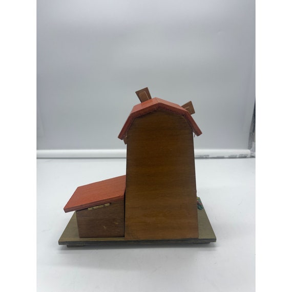 Vintage Wood Windmill Musical Jewelry Box-Works - image 5