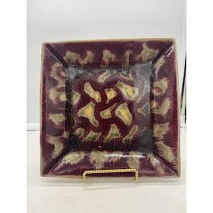 Studio Pottery Square Plate Platter Serving Tray Signed S Ray